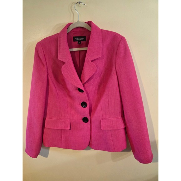 Black Label by Evan-Picone Jackets & Blazers - Black Label by Evan-Picone Hot Pink Three Button Blazer Jacket Size 12